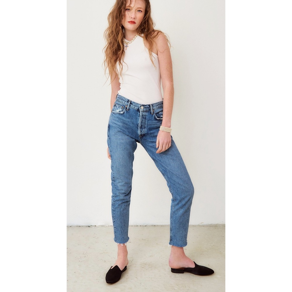 Agolde Blue Straight Leg Jeans
